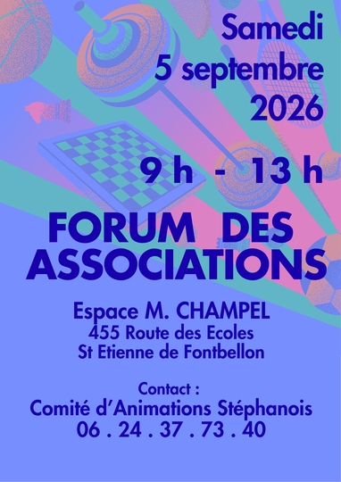 FORUM DES ASSOCIATIONS : Samedi 5 septembre 2026 de 9h à 13h.