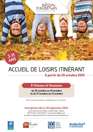 Accueil de Loisirs Itinérant : vacances d'automne 2025