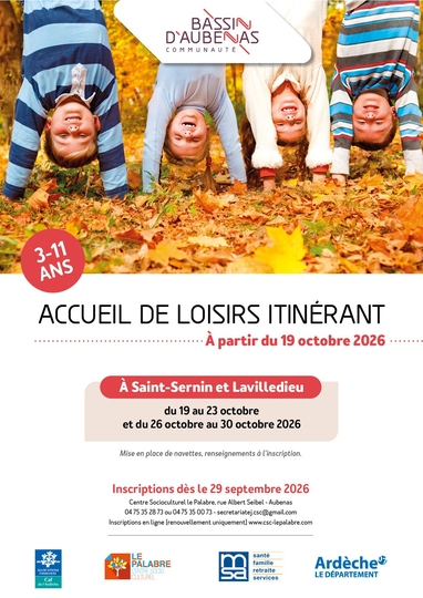 Accueil de loisirs itinérant : vacances d'automne 2026