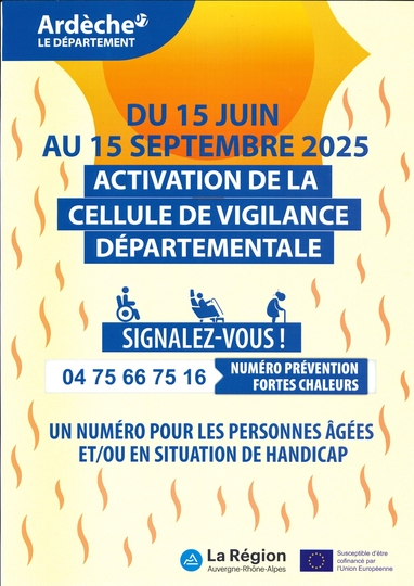 Activation de la cellule de vigilance départementale : du 15 juin au 15 septembre 2025