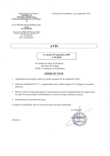 SIAE - Réunion du Comité Syndical le 11 Juin 2026