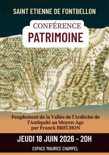 Conférence Patrimoine :  jeudi 18 juin 2026 20h