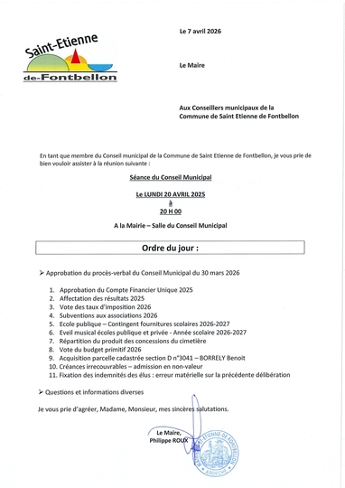 Prochain Conseil Municipal : lundi 20 avril 2026 - 20h