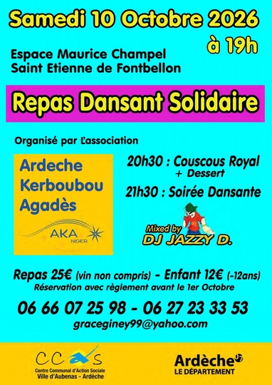 AKA Repas dansant solidaire : samedi 10 octobre 2026