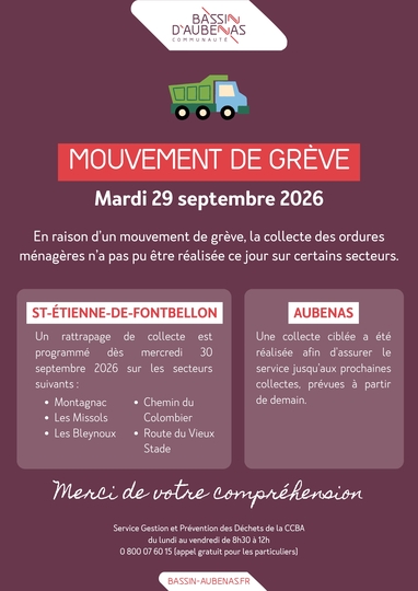 29 septembre 2026 : Collecte des ordures ménagère