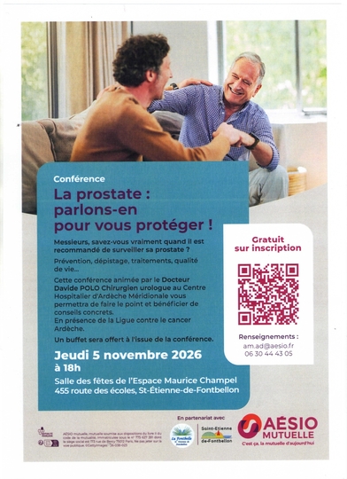 Conférence "La Prostate" : jeudi 5 novembre 2026