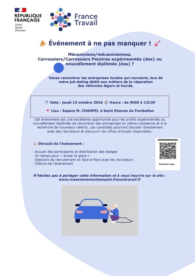 FRANCE TRAVAIL : Job Dating jeudi 15 octobre 2026