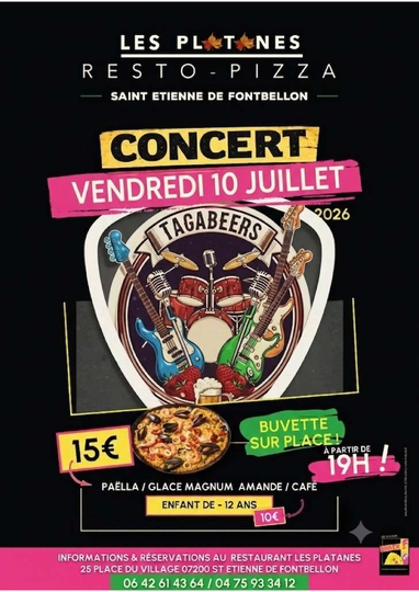Soirée Repas/concert au centre village : Vendredi 10 juillet 2026