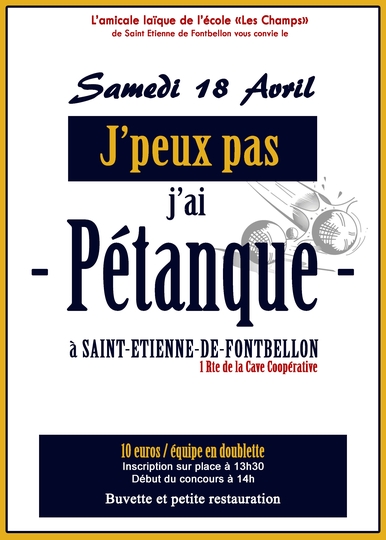 Concours de Pétanque organisé par l'Amicale Laïque : Samedi 18 avril 2026
