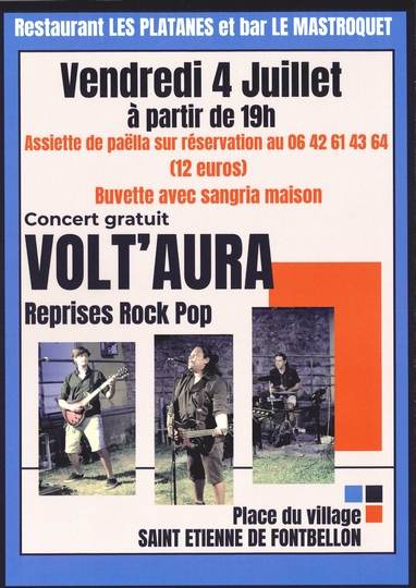 Soirée Repas-Concert sur la place du village - Vendredi 4 juillet à partir de 19h