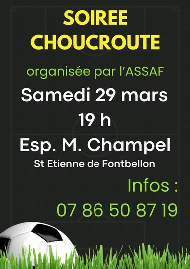 Soirée Choucroute organisée par l'ASSAF - Samedi 29 mars